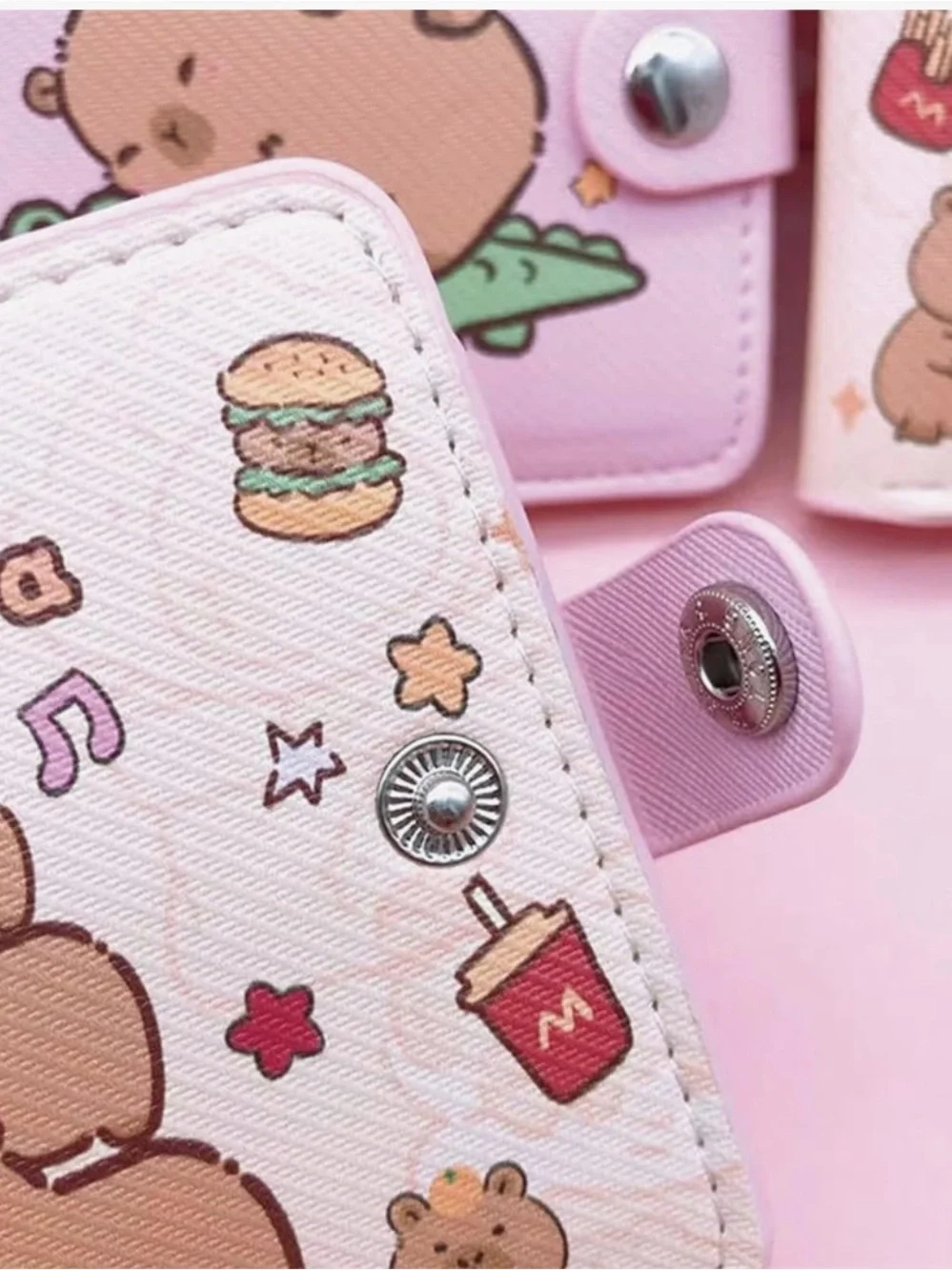 Pink Capybara Cartoon Bifold Wallet